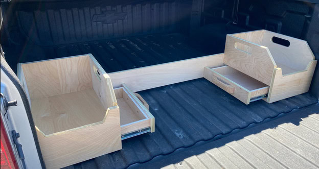 Artisen made truck bed storage plan