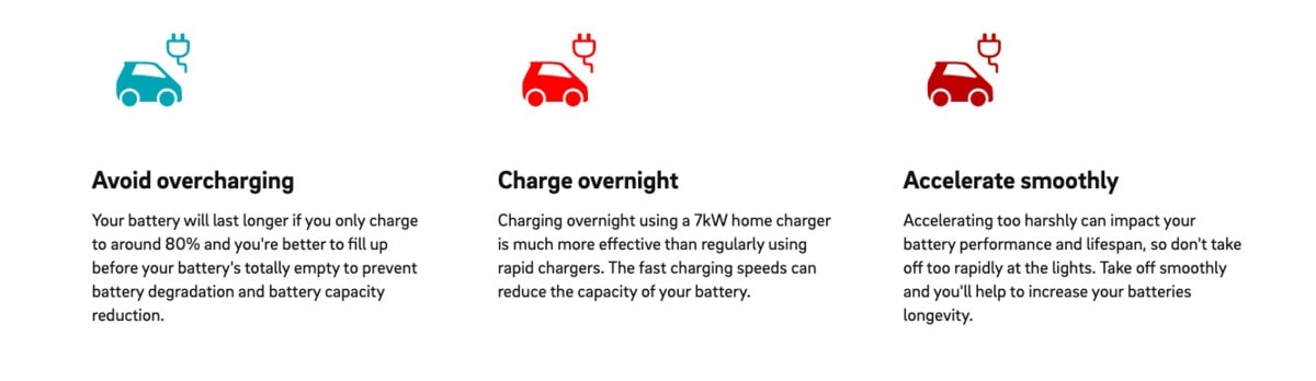 Avoid overcharging, charge overnight, and accelerate smoothly.