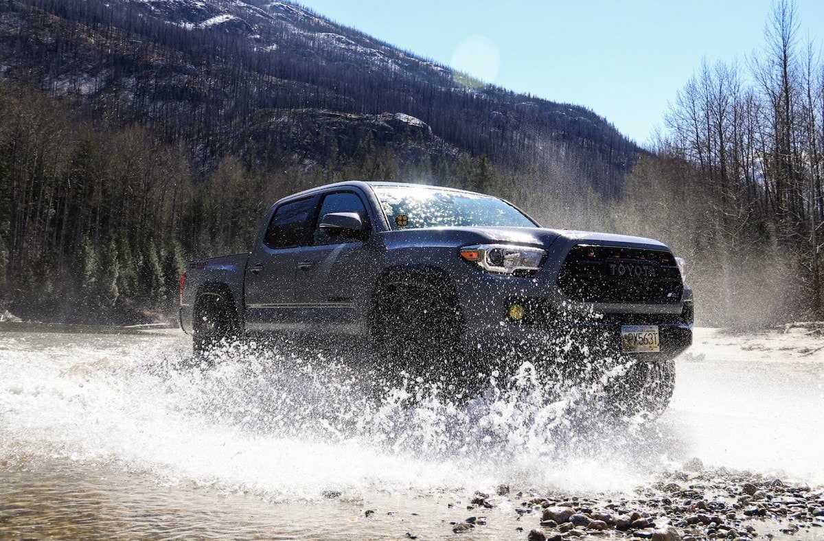 Toyota tacoma driving through water