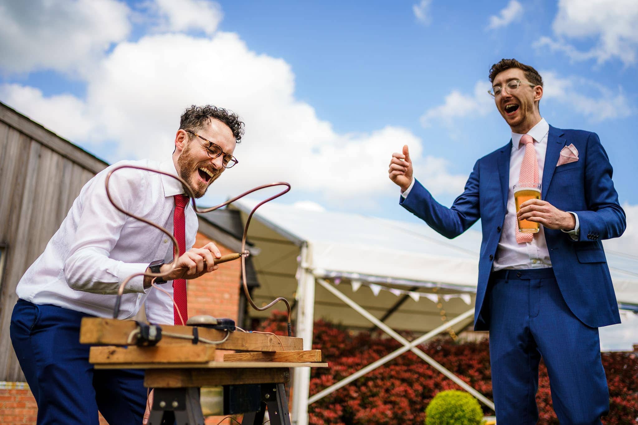 guests having a great time playing garden games