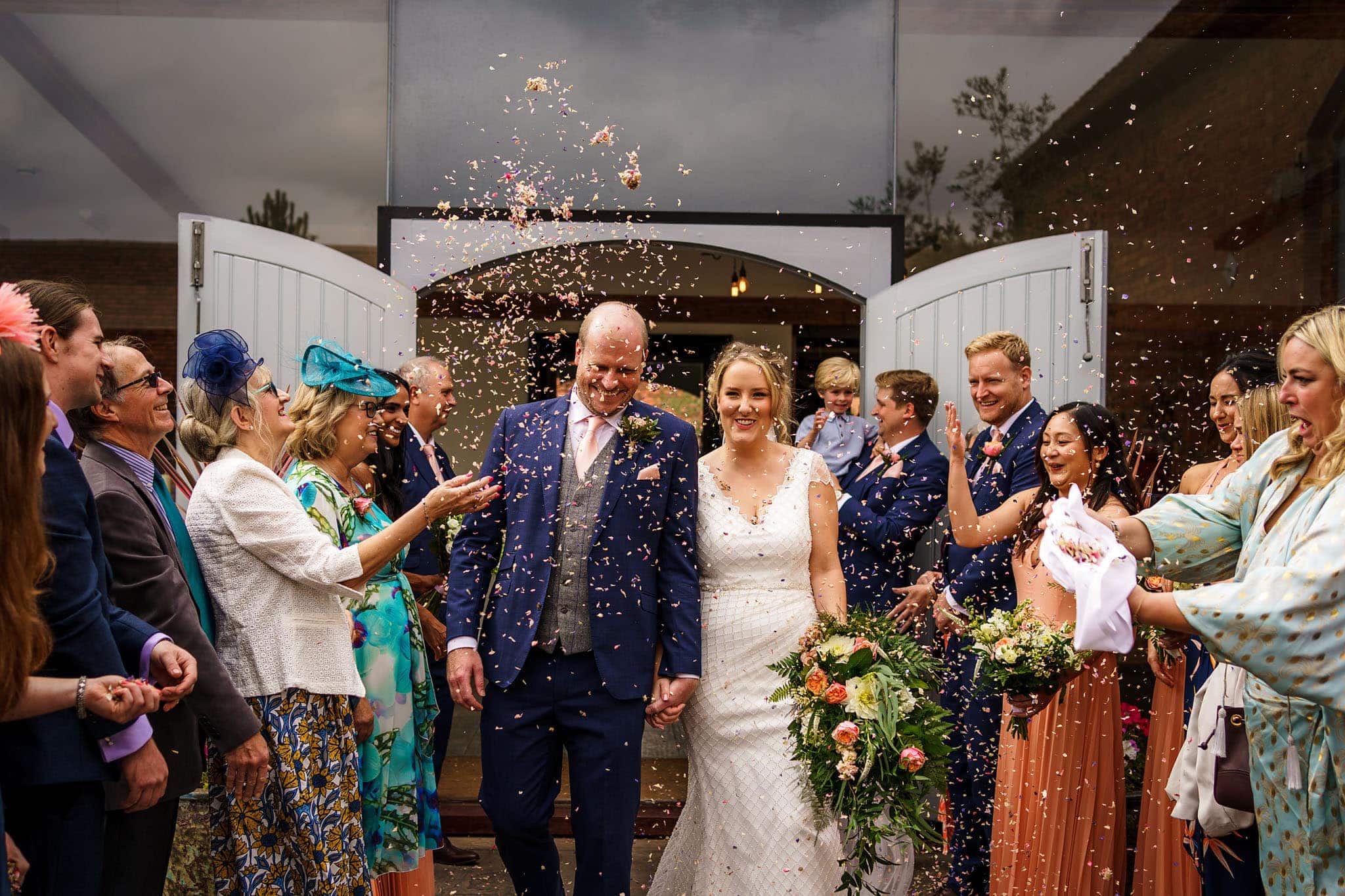confetti outside Swallows Nest Barn