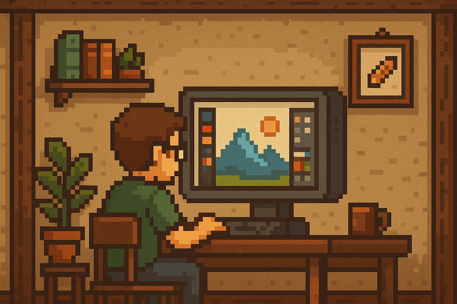 Grafik komputerowy podczas pracy nad projektem graficznym