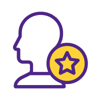 Icône du modèle d’alignement Leihia représentant les comportements liés au rôle, en style violet et jaune sur fond transparent.