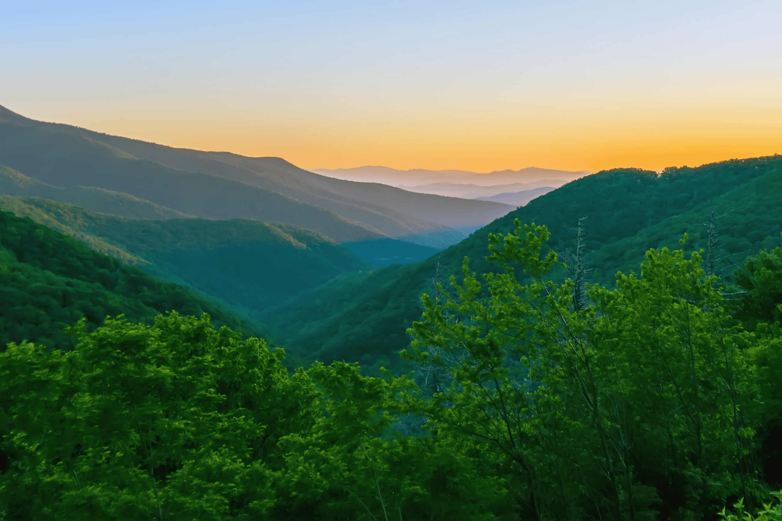 Scenic view of the Great Smoky Mountains near Pigeon Forge and Gatlinburg