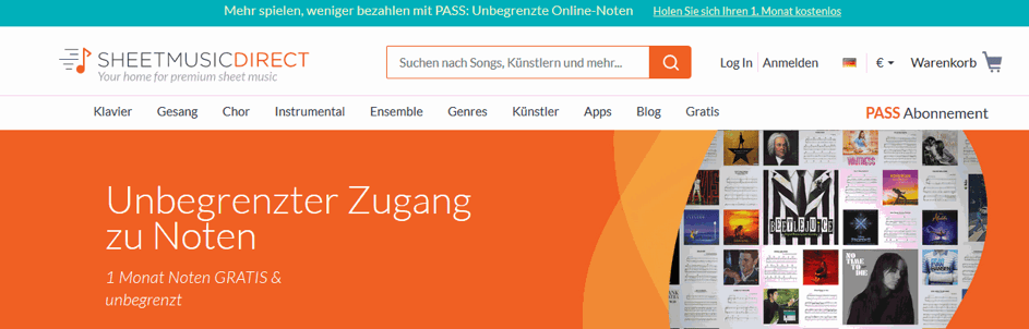 Sheet Music Direct klaviernoten