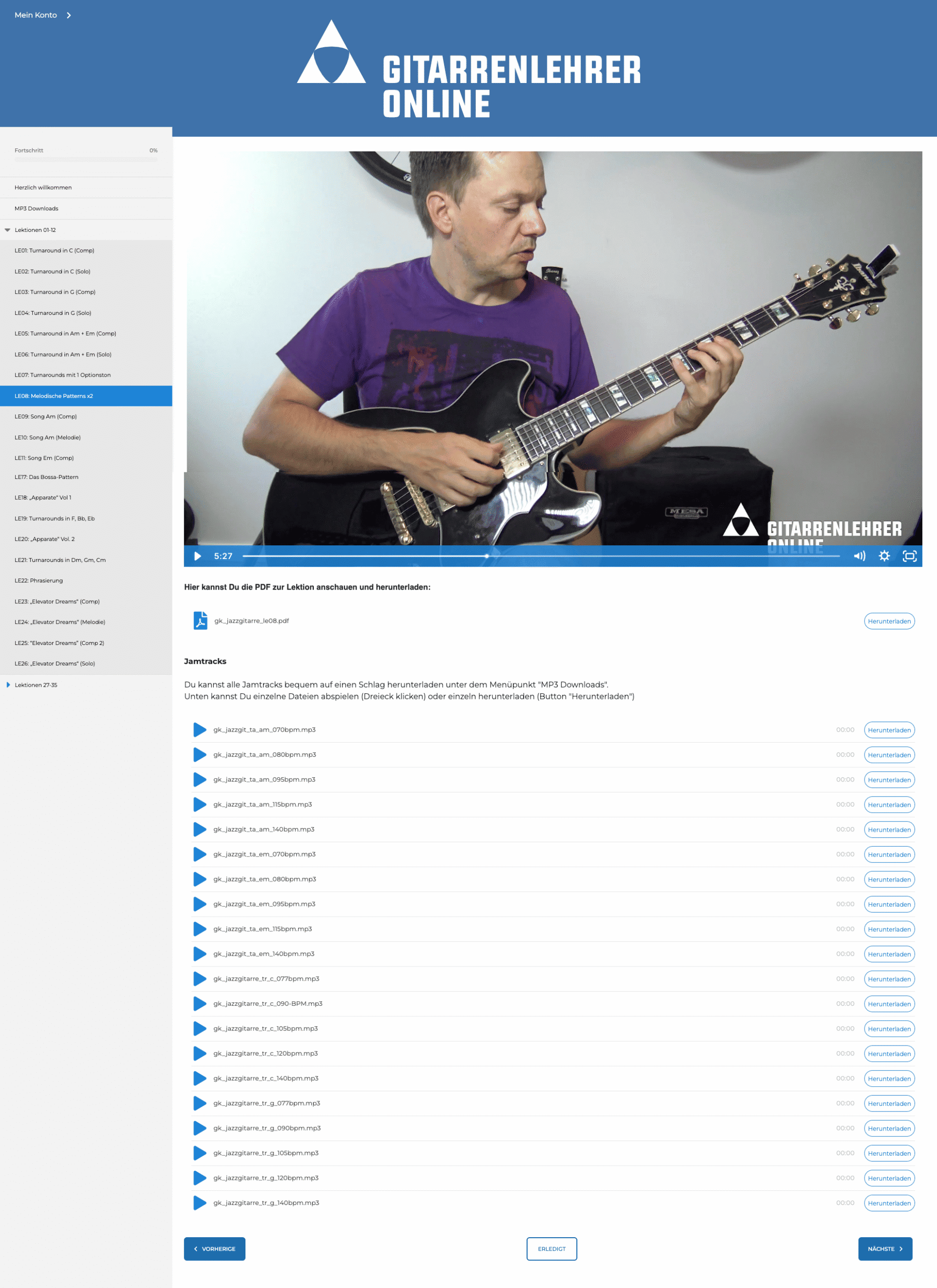 Grundkurs Jazzgitarre: Melodische Patterns