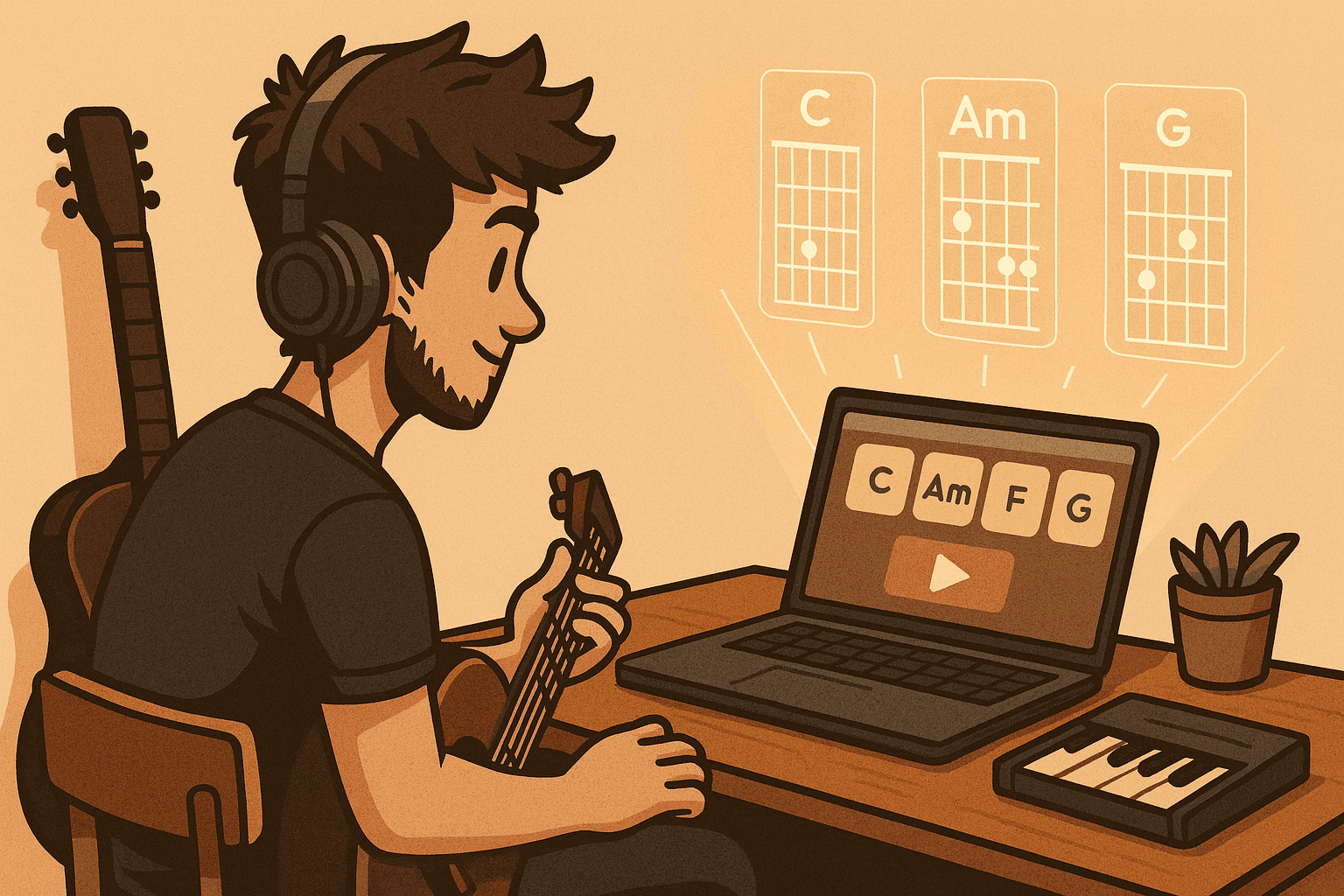 Chord Progression Tool für Musiker: Mit Loop-Funktion und Gitarren-Griffbildern