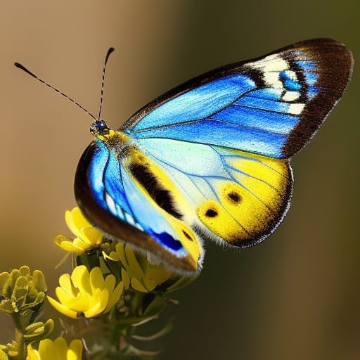 blue and yellow butterfly 