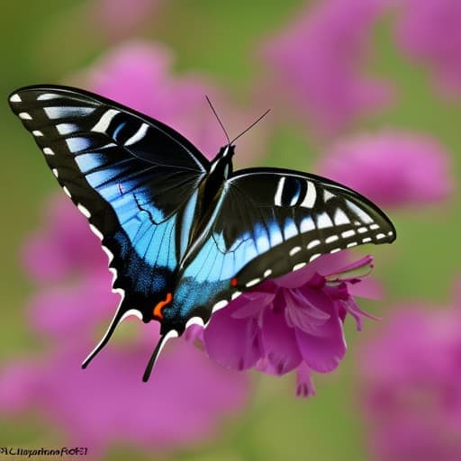 blue swallowtail butterfly sitting on flower