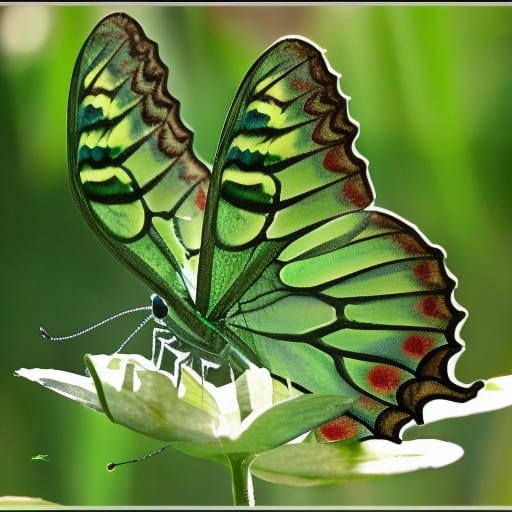 green butterflies angel