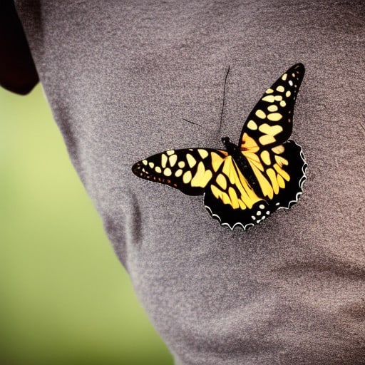 butterfly landing on person