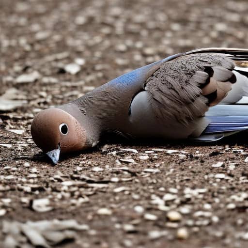dead dove on the ground