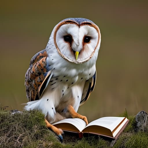 barn owl with a book