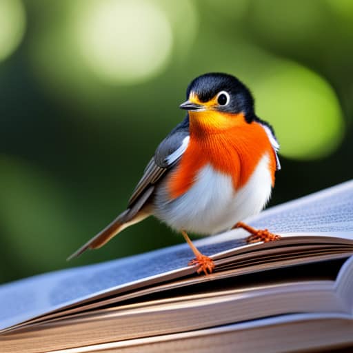 baby robin sitting on a book