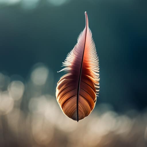 a brown feather floats in the air