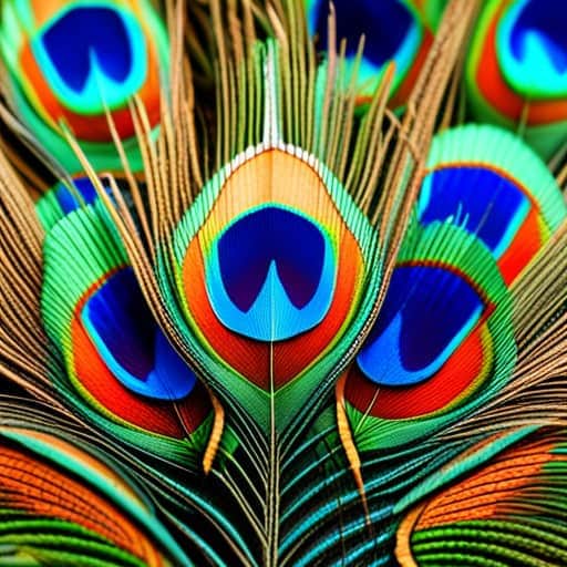 colorful peacock feathers