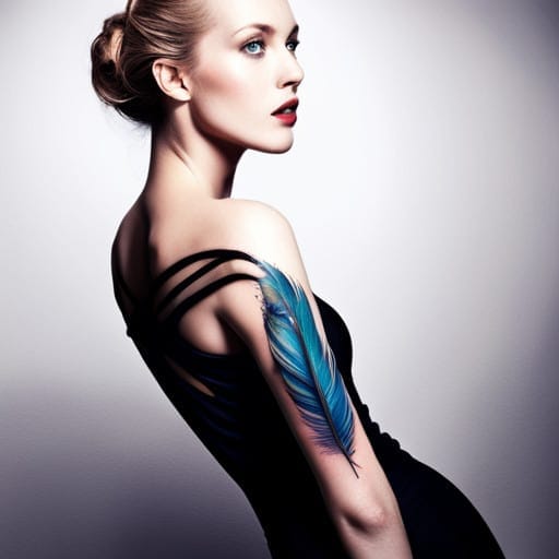 blue feather tattoo