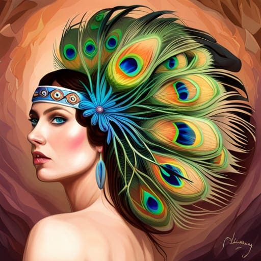 native american style peacock feathers