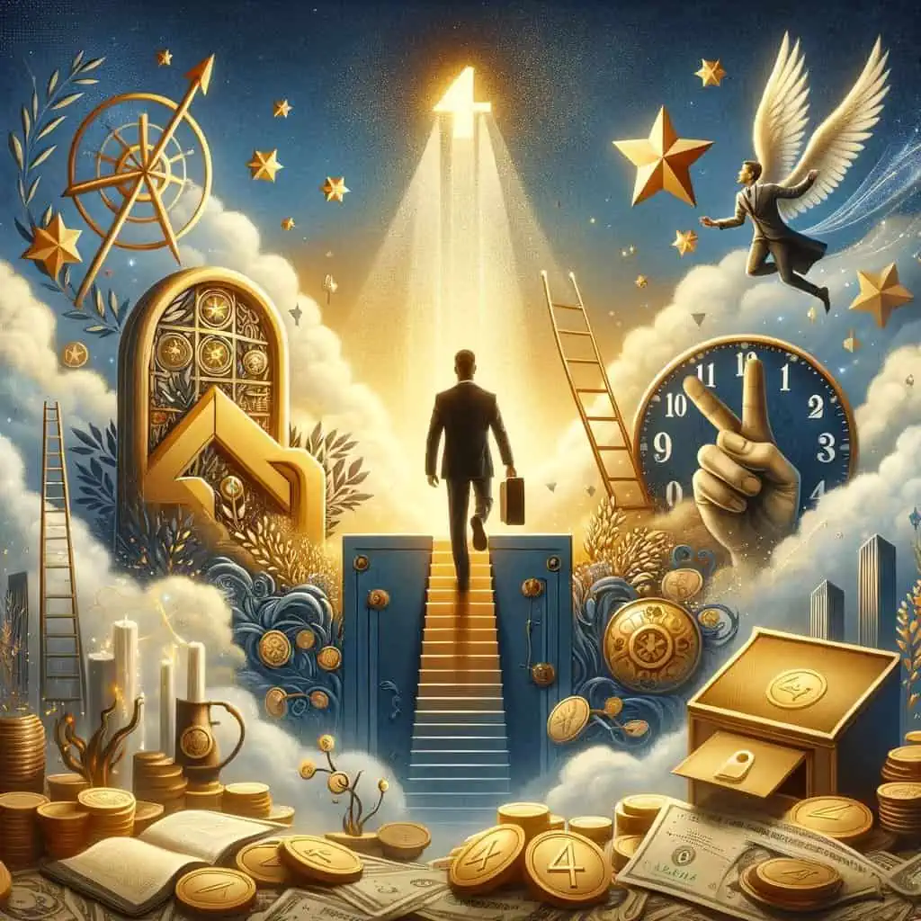  illustrating the meaning of Angel Number 44444 in the context of career, success, and financial stability