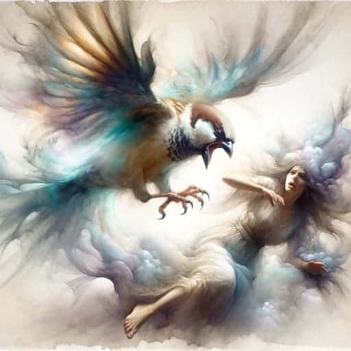 sparrow attacking a woman