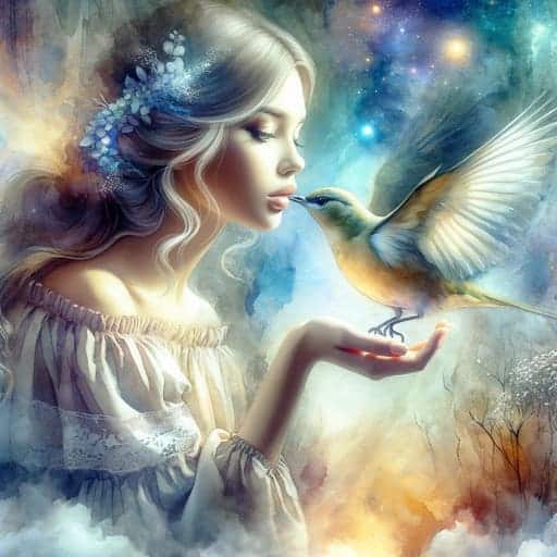 woman Feeding a Nightingale dream