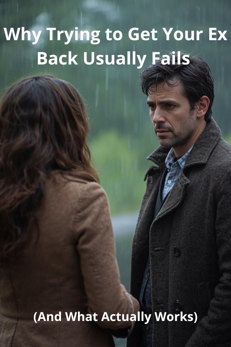 a man and a woman standing apart from each other in rain