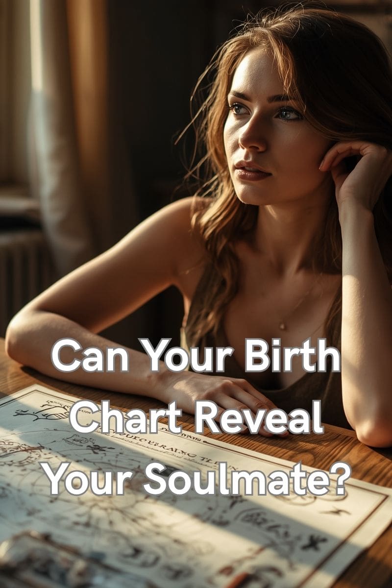 an image of a woman thinking about whether a birth chart can reveal her soulmate,