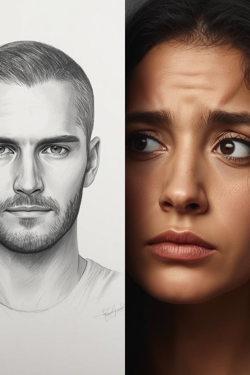 a woman looking skeptical at her soulmate drawing,
