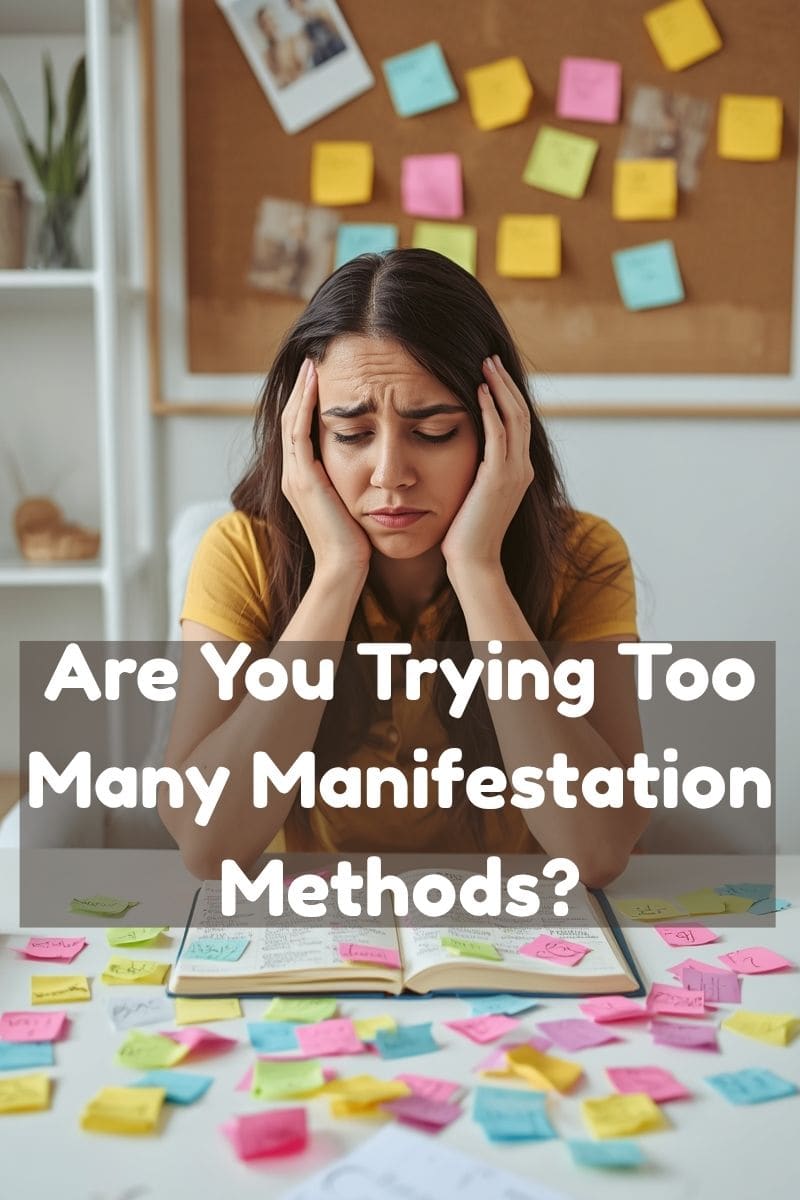 Woman overwhelmed by too many manifestation methods and techniques