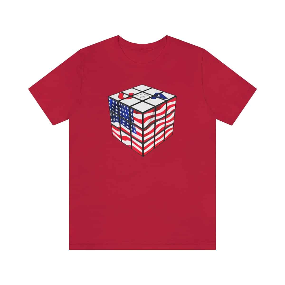 Rubik's Cube T-Shirt Rubik's Cube T-Shirt USA Flag Cube Adult
