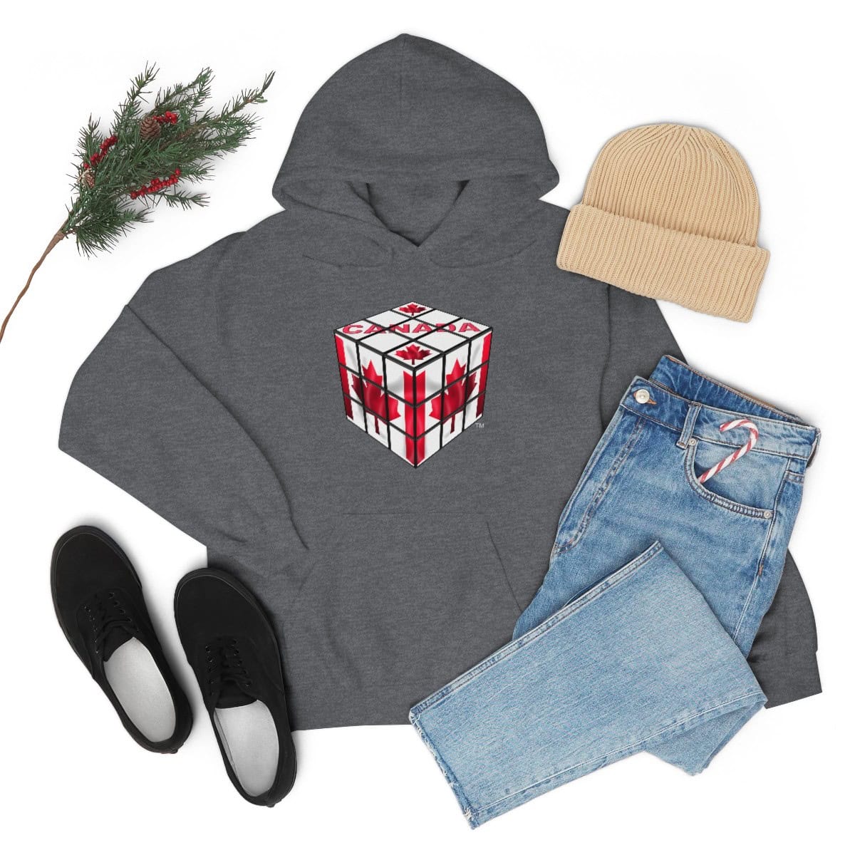 Canadian Flag - Rubik's Cube Hoodie Sweatshirt (Adult Sizes) - Image 39