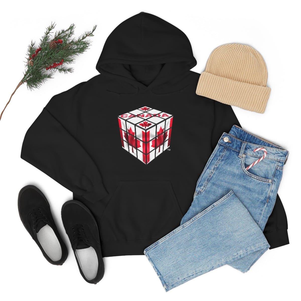 Canadian Flag - Rubik's Cube Hoodie Sweatshirt (Adult Sizes) - Image 31