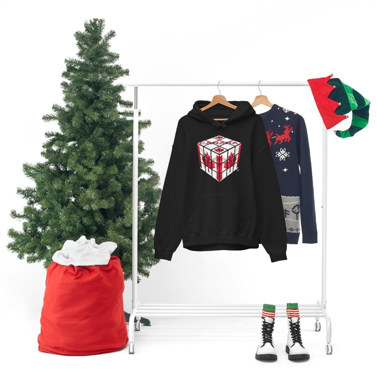 Canadian Flag - Rubik's Cube Hoodie Sweatshirt (Adult Sizes) - Image 32