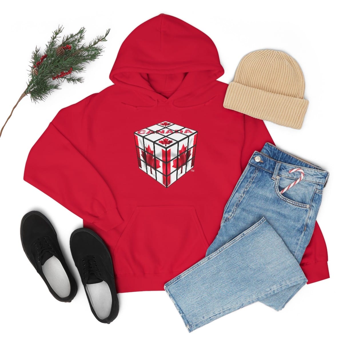 Canadian Flag - Rubik's Cube Hoodie Sweatshirt (Adult Sizes) - Image 7