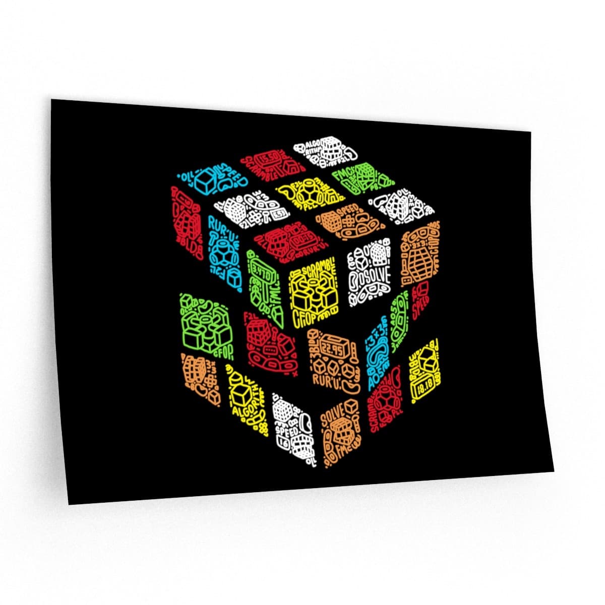 Rubik's Cube Wall Decal - Doodle Cube - Hand Drawn Artwork Print - Image 2