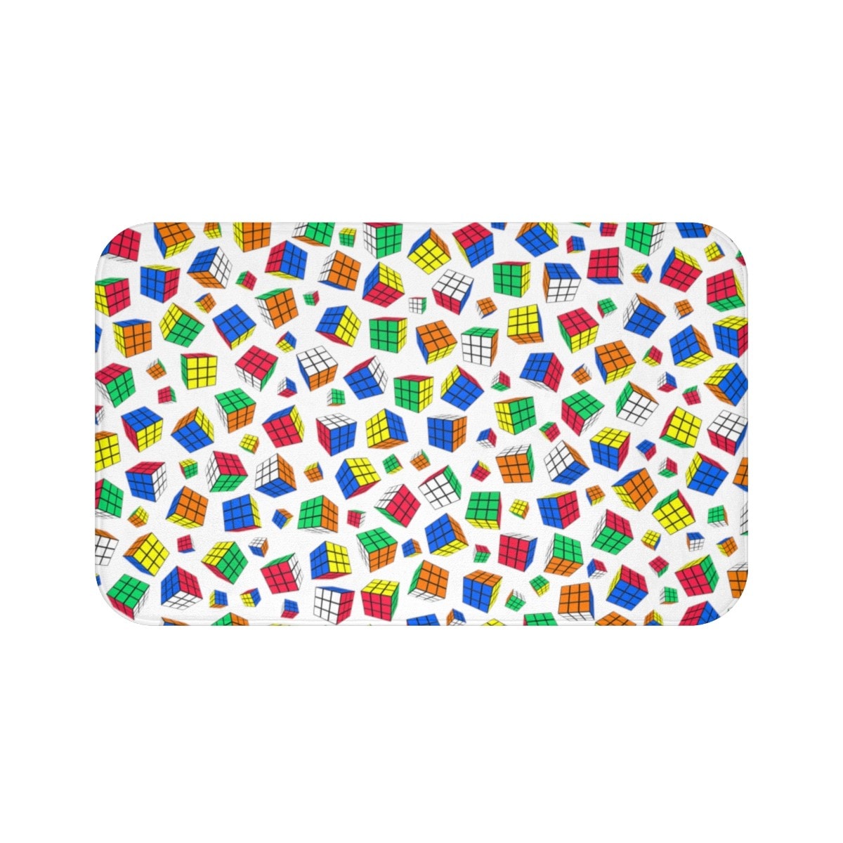 Rubik's Cube Bath Mat Cubes All Over White