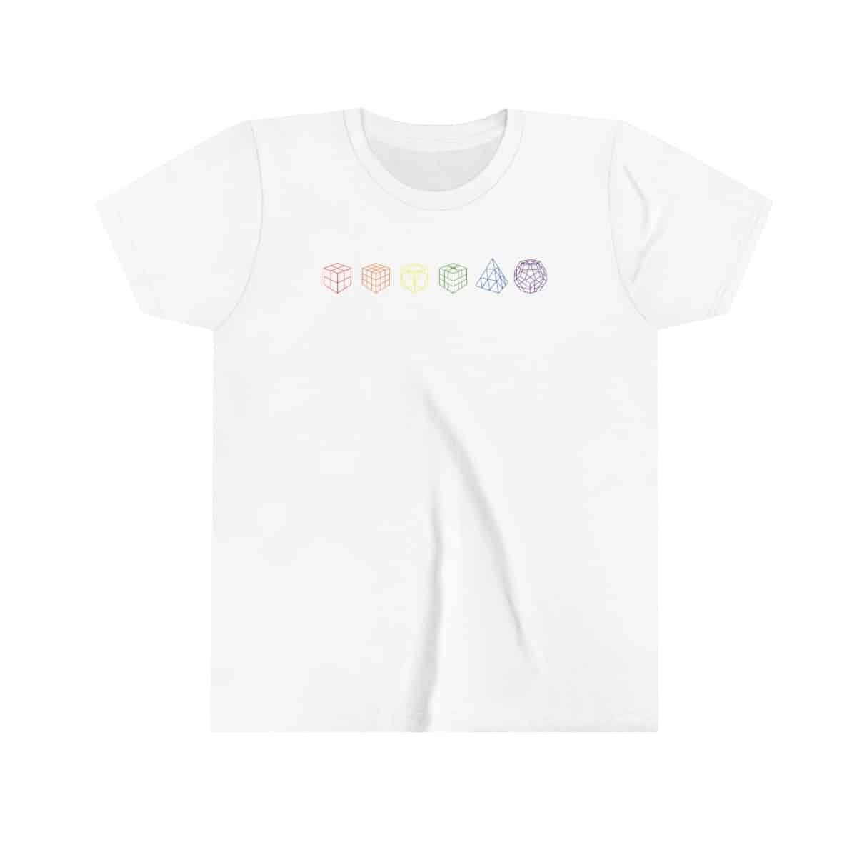 Rainbow Cube Lineup - Rubik's Cube T-Shirt (Youth Sizes) - Soft Cotton T-Shirt, Fun Gift, Multiple Colors Available - Image 2