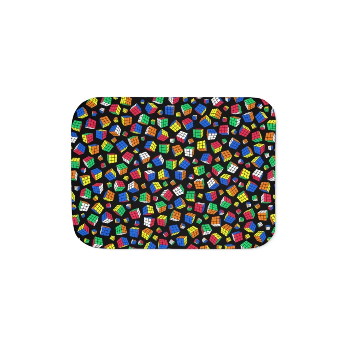 Cubes All Over - Sherpa Fleece Blanket Covered With Rubik's Cubes With a Black Background - Image 5