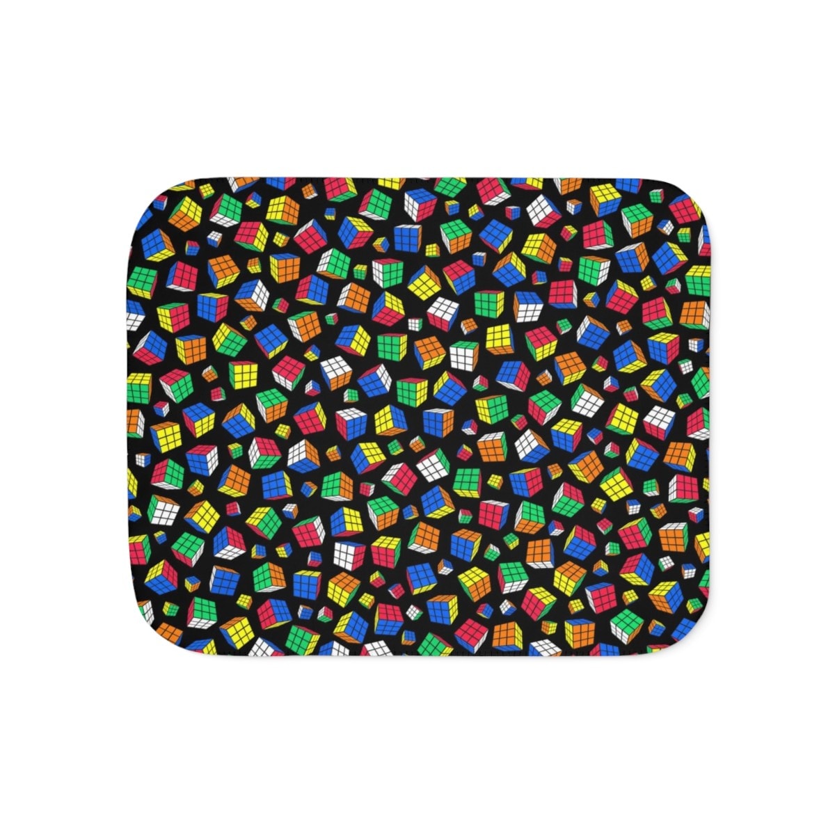 Cubes All Over - Sherpa Fleece Blanket Covered With Rubik's Cubes With a Black Background - Image 17