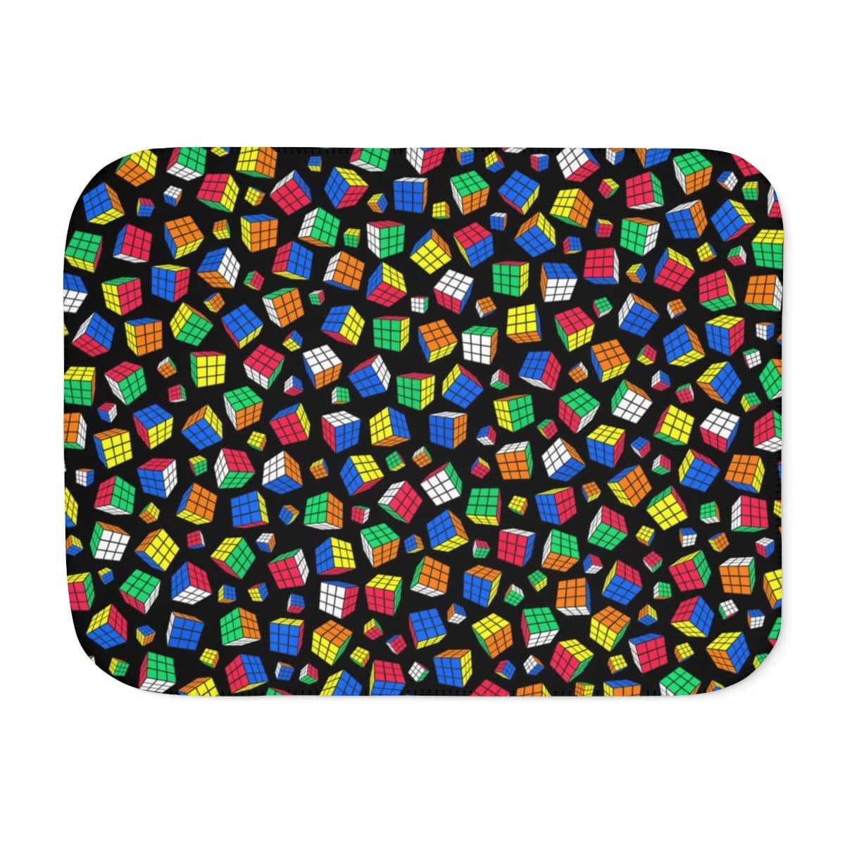 Cubes All Over - Sherpa Fleece Blanket Covered With Rubik's Cubes With a Black Background - Image 22
