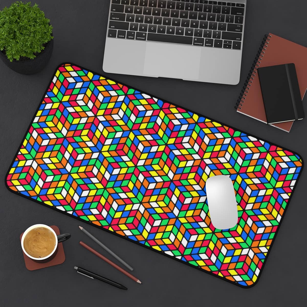 Rubik's Cube Desk Mat Optical Illusion