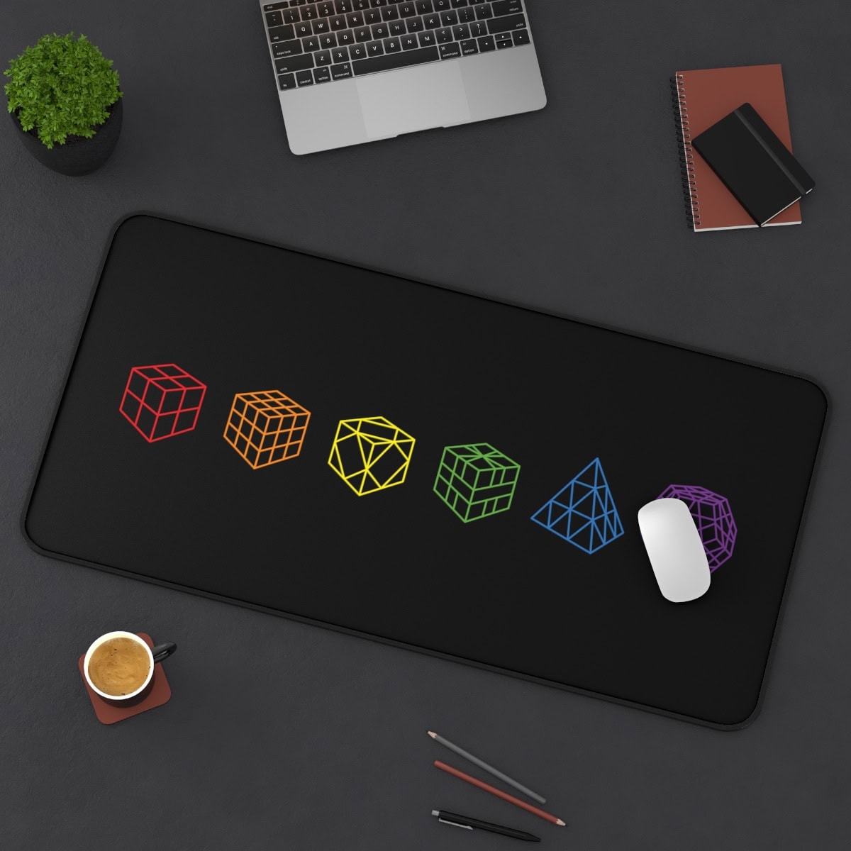 Rubik's Cube Desk Mat Rainbow Line Up