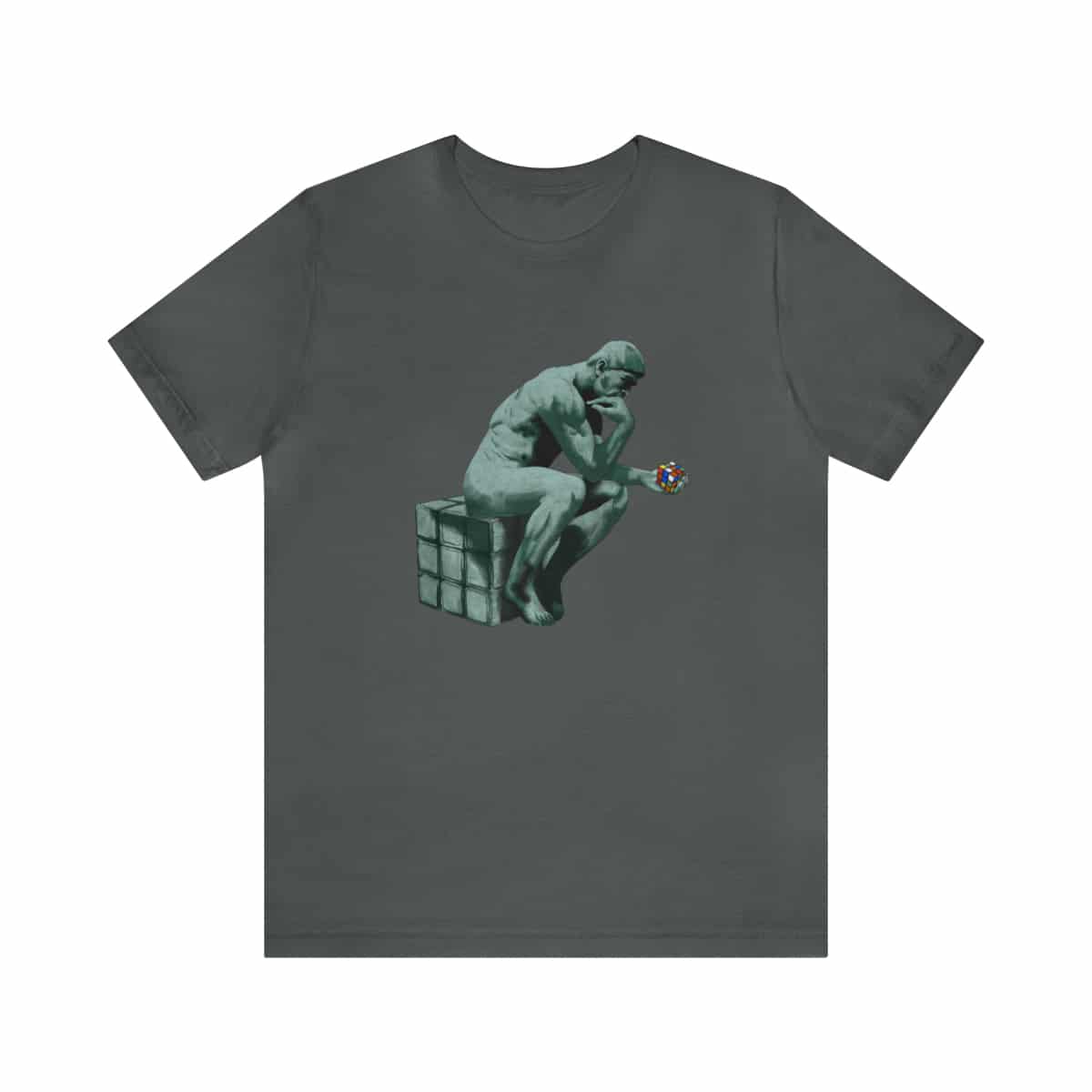 The Thinker - Rubik's Cube Shirt (Adult Sizes) - Soft Cotton T-Shirt, Fun Gift, Multiple Colors Available