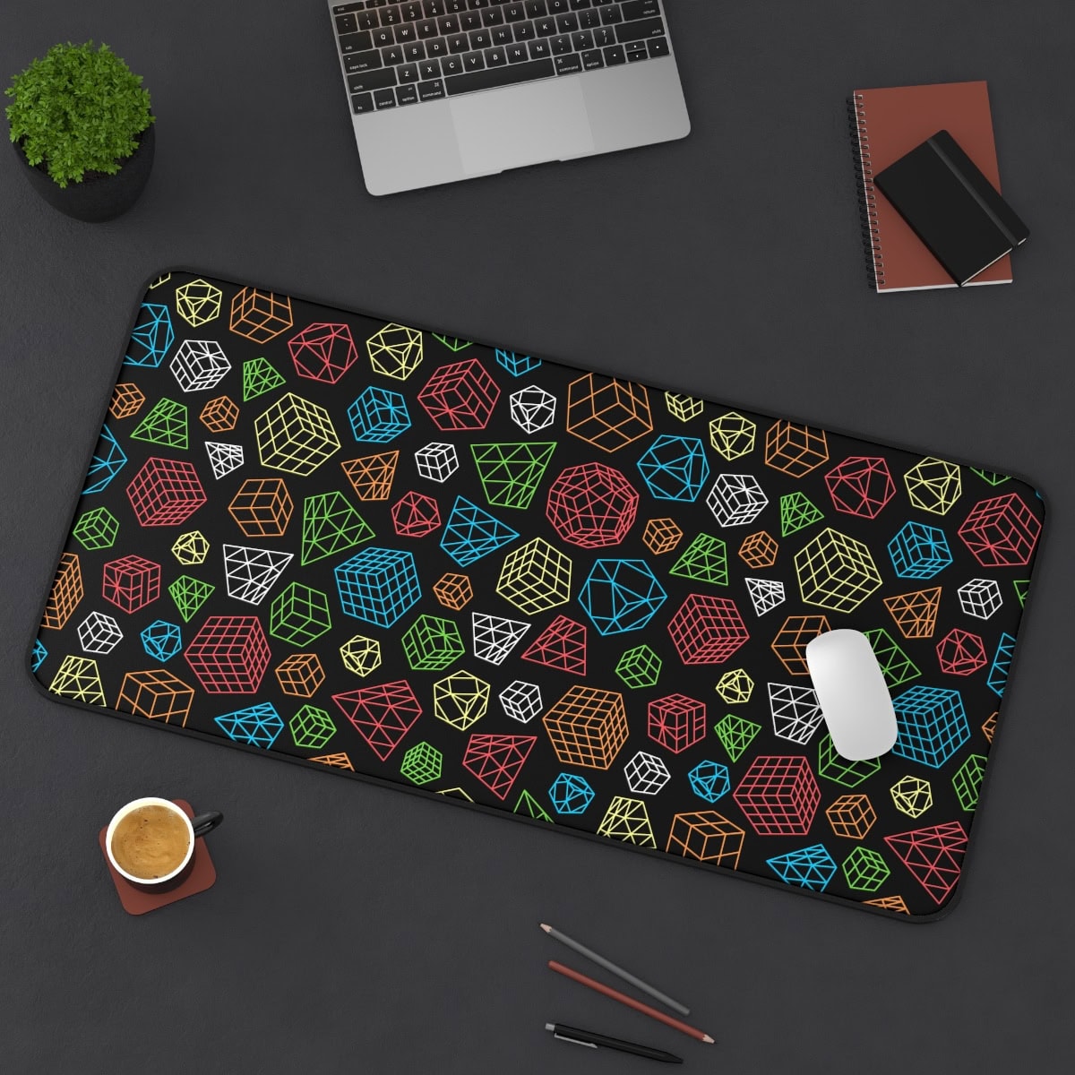 Colorful Line Art Rubik's Cube Desk Mat, Cubing Mat, Speedcubing Competition Prep - Image 12