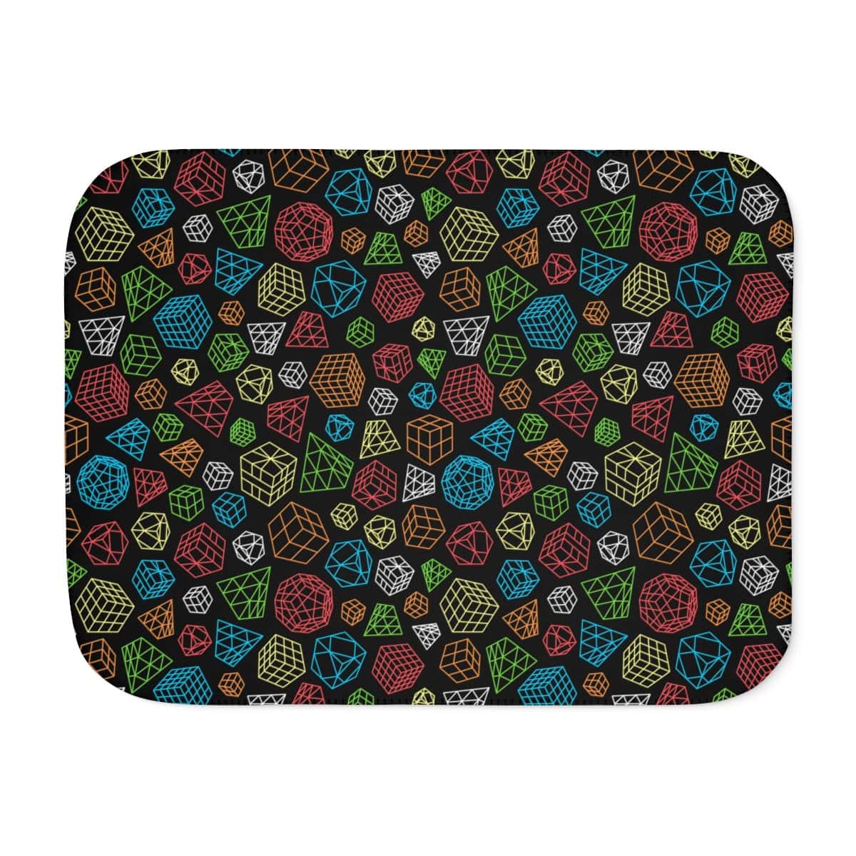 Colorful Line Art - Rubik's Cube Sherpa Fleece Blanket Covered With Rubik's Cubes, Pyraminx, Skewb, Square-1, Megaminx - Image 14