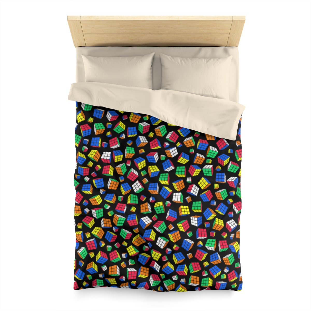 Cubes All Over Duvet Cover - Rubik's Cube Duvet Cover with a Black Background - Image 5