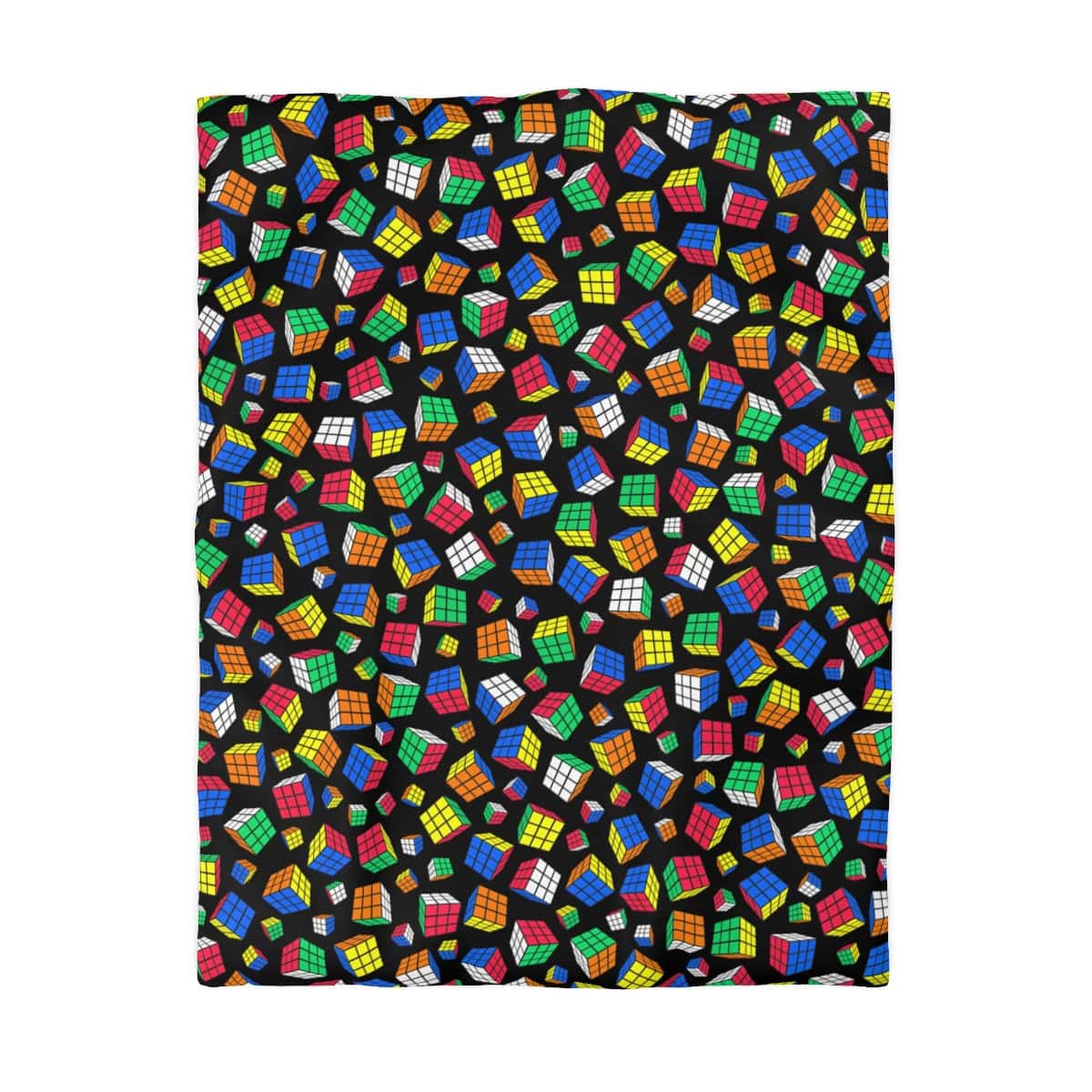 Cubes All Over Duvet Cover - Rubik's Cube Duvet Cover with a Black Background - Image 4