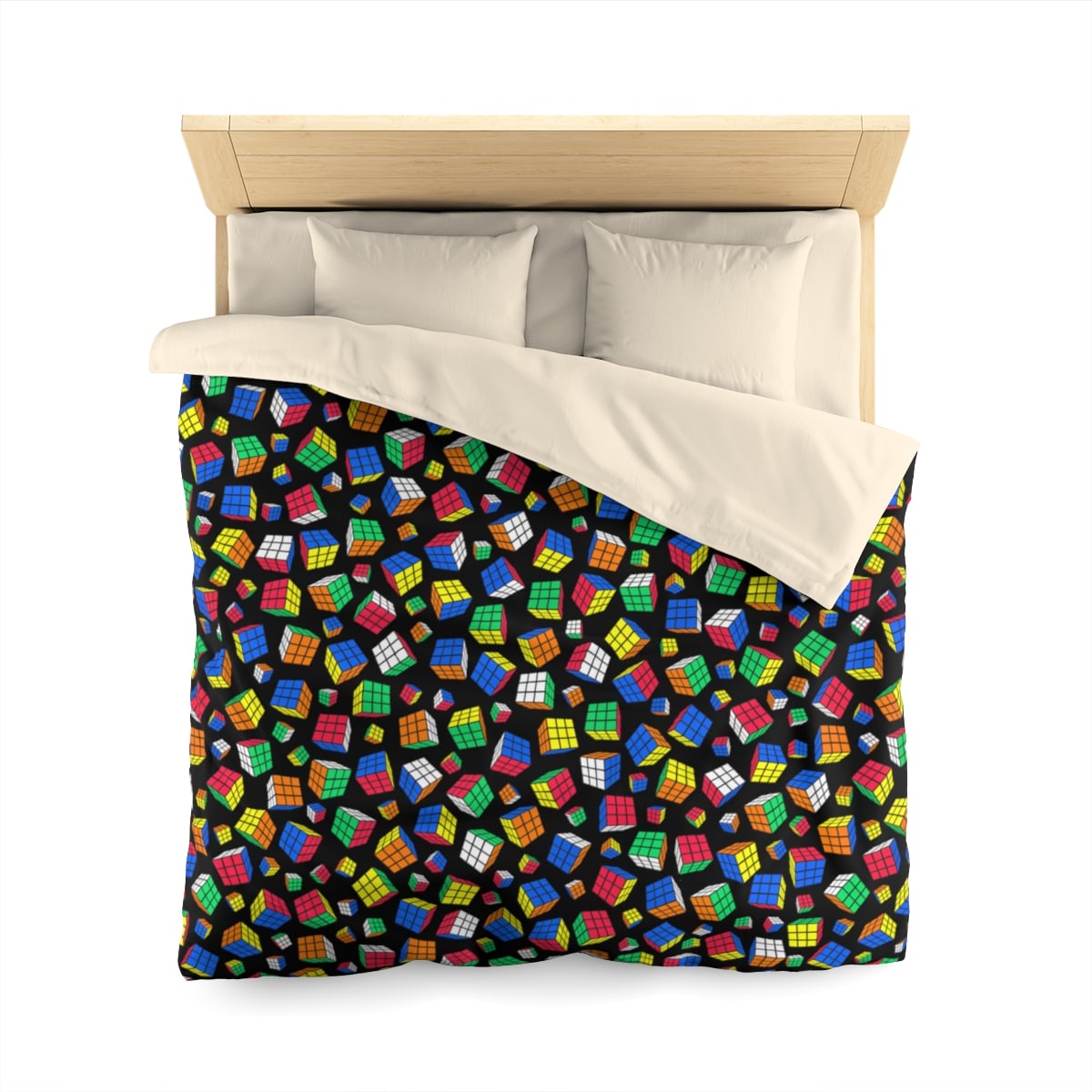 Cubes All Over Duvet Cover - Rubik's Cube Duvet Cover with a Black Background - Image 14