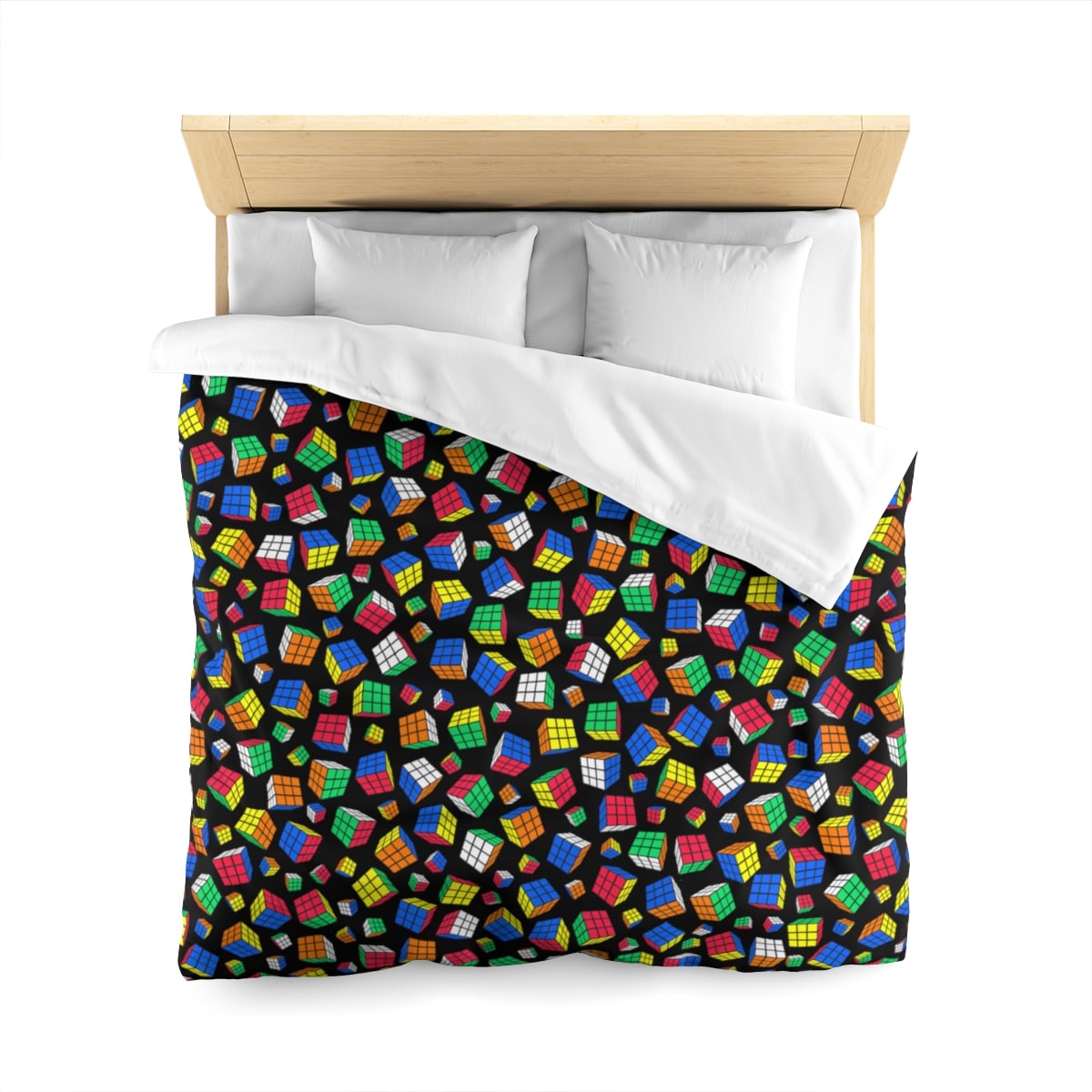Cubes All Over Duvet Cover - Rubik's Cube Duvet Cover with a Black Background - Image 17