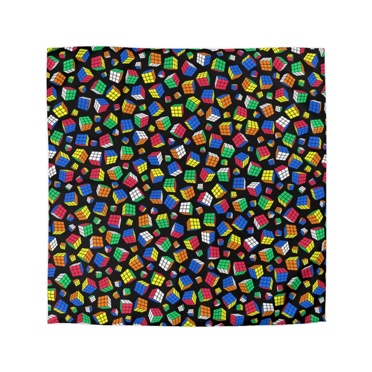 Cubes All Over Duvet Cover - Rubik's Cube Duvet Cover with a Black Background - Image 16